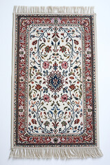 Decorative rug with floral pattern on white background