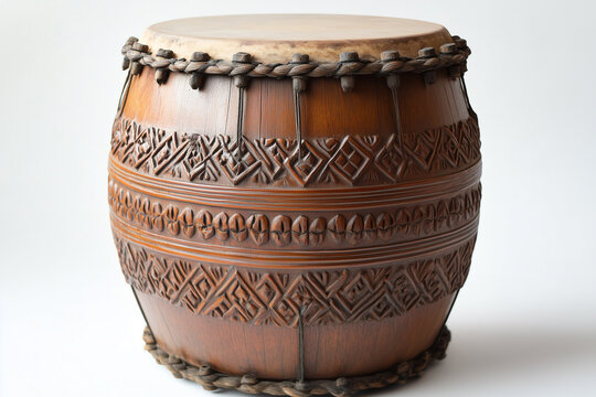 Tifa drum from Papua Indonesia, with white background