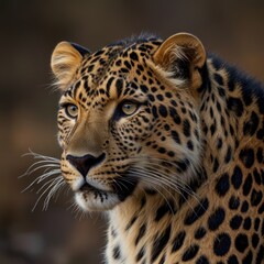 Close-up portrait of a magnificent leopard