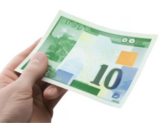 Hand Holding Green Ten Currency Illustration Isolated On Transparent Background Financial Theme With Dominant Color Green And Numeric Elements