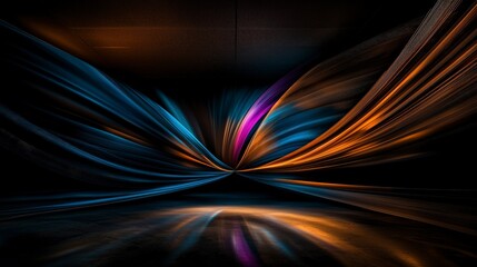 Dynamic light waves abstract art installation studio environment vibrant color play artistic perspective