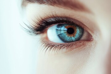 Fototapeta premium Close-up of Woman's Eye with Long Lashes and Clear Complexion