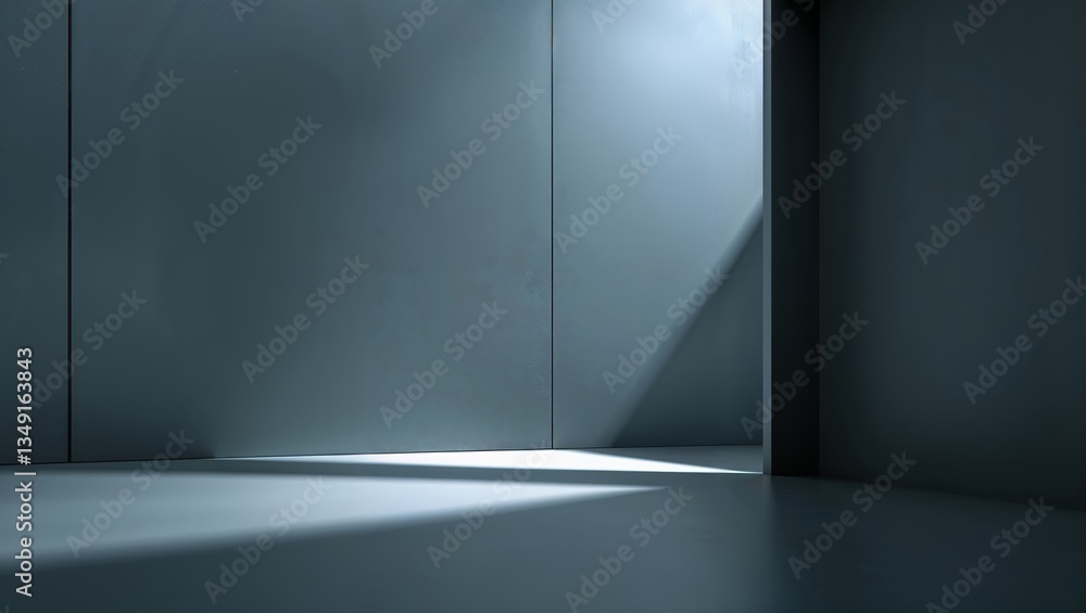 Poster light entering a minimalistic room with sleek walls and floor during daytime creates distinct shadow