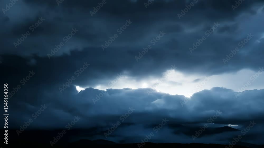 Aufkleber a stormy sky with clouds and a bright light. the sky is dark and cloudy