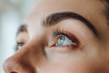 Close-Up Portrait of a Person's Eye with Natural Eyelashes and Skin