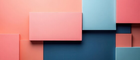Abstract Composition of Colorful Geometric Shapes on Soft Background