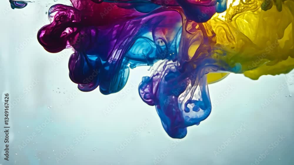 Poster a colorful cloud of smoke is floating in the air. the smoke is made up of different colors, includin
