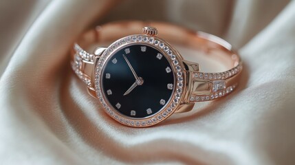 Elegant rose gold wristwatch with diamond accents