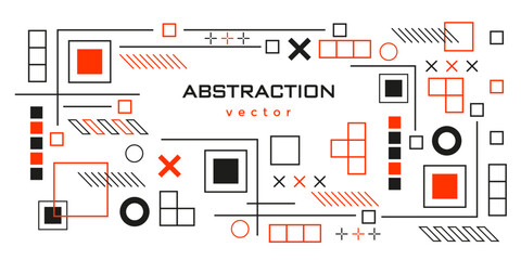 Frame of geometric shapes. Abstract geometric background. Technological art. Vector illustration .