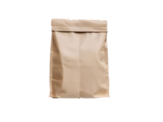 Brown recycled paper bag package isolated on transparent background 
