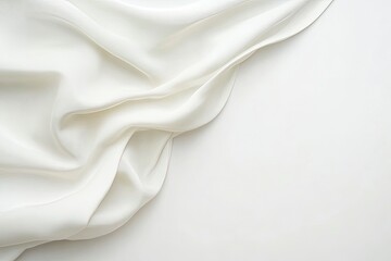 Obraz premium Elegant White Silk Fabric Flowing with Gentle Folds on a Clean Background