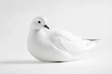 Resting White Dove Portrait on Bright Background Symbolizing Peace and Hope
