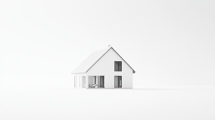 Fototapeta premium Minimalist white house model on white background.