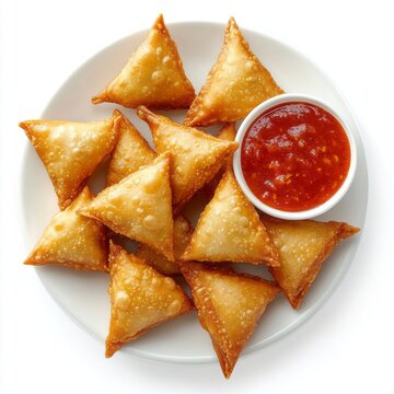 Generic Small Plate Overview Samosas Background. Sauce