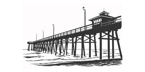 A stunning wooden pier extending into the sea, showcasing coastal architecture and a perfect travel destination with breathtaking ocean views and serene surroundings.