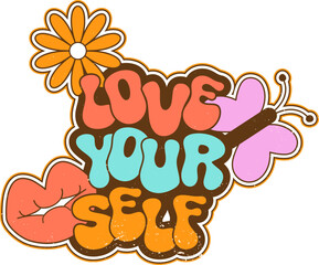 Print for T-shirt, bag in retro style