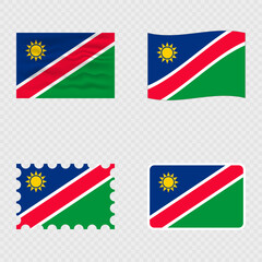 Obraz premium Namibia national flag in four different styles.