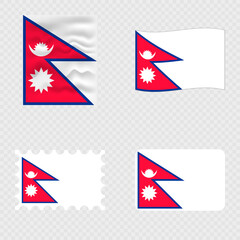 Nepal national flag in four different styles.