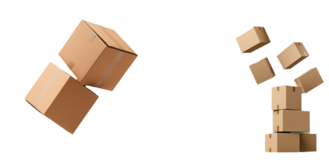 Dynamic Movement of Cardboard Boxes in Various Positions and Arrangements