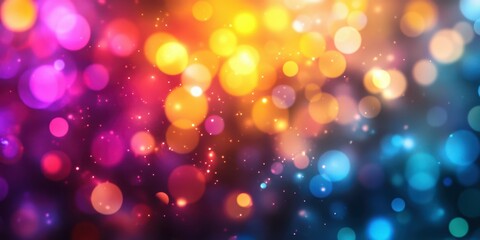 Bright and colorful bokeh lights create a vibrant atmosphere during an evening celebration in an urban setting