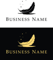 Feather Logo with Stars for business - Thoughtful icon Template