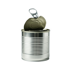 Open tin can isolated on transparent background, png