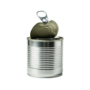 Open tin can isolated on transparent background, png