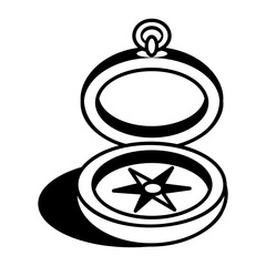 Magic compass with witchcraft sign, doodle style icon 
