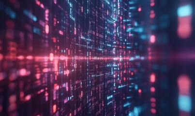 Fototapeta premium Abstract digital data stream with glowing binary code and vibrant colors