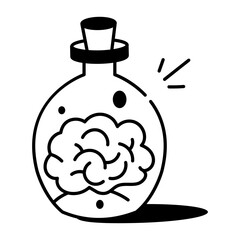 A hand drawn icon depicting a magic flask 
