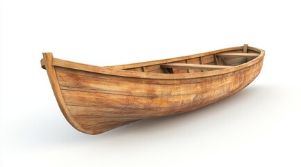 Wooden rowboat on white background