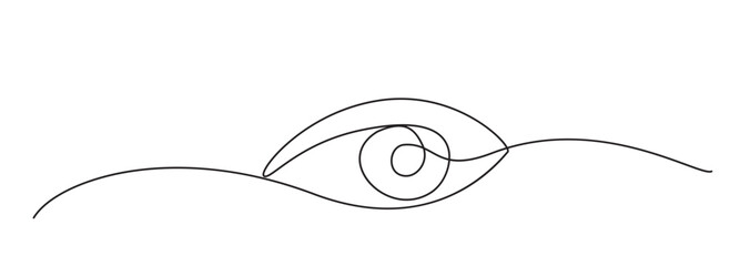 One line drawing eye Icon, single draw ophthalmologist symbol, human line art eyes