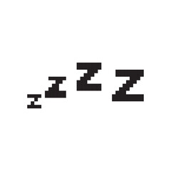 Fototapeta premium Zzz pixel icon. Snoring 8 bit symbol, retro style zzzz computing pictogram, computing snore sign