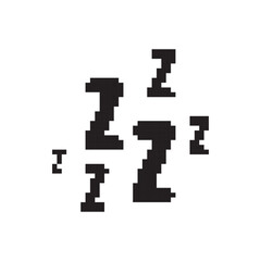 Fototapeta premium Zzz pixel icon. Snoring 8 bit symbol, retro style zzzz computing pictogram, computing snore sign