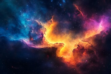 Fototapeta premium Vibrant Nebula in Deep Space: Cosmic Clouds of Color