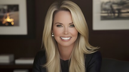 Portrait of a beautiful blonde woman smiling confidently
