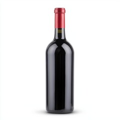 Elegant Red Wine Bottle Isolated on White Background