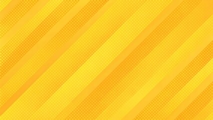 Yellow diagonal geometric striped background with halftone detailed