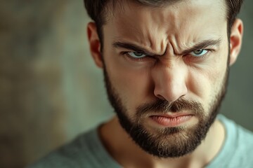 A brooding man's intense gaze reveals simmering anger, a portrait capturing raw emotion with a dark, moody background.