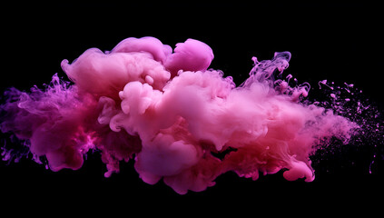 Fototapeta premium Pink smoke on a black background, with shades of purple and pink.