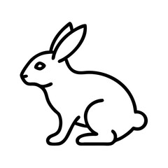Obraz premium black outline rabbit icon in side profile representing wildlife nature easter symbol and animal illustration on white background