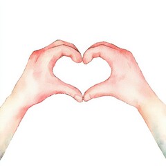 Fototapeta premium Watercolor heart gesture emotion display artistic expression minimalist style close-up view love concept, isolated on white background