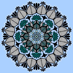 Lace pattern mandala with floral elements 