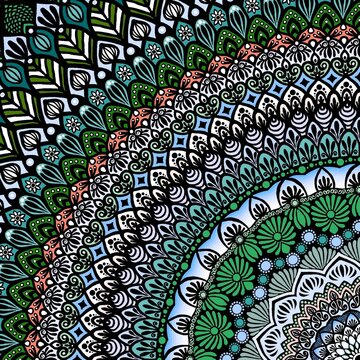 Seamless mandala pattern with floral elements 