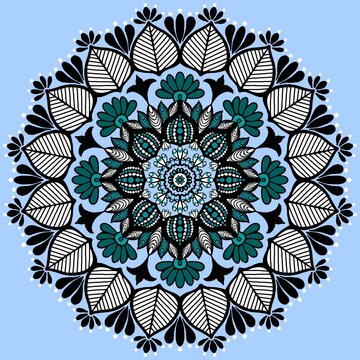 Lace pattern mandala with floral elements 