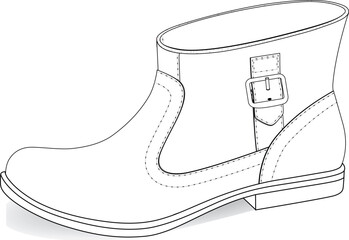 illustration, vector, design, boot drawing, women boot drawing, cowboy boot drawing