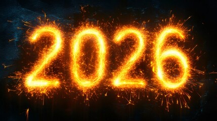 Sparkling 2026 sign celebrating new year on dark background