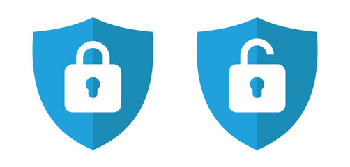 Protection shield with padlcok on transparent background vector  © Kim video