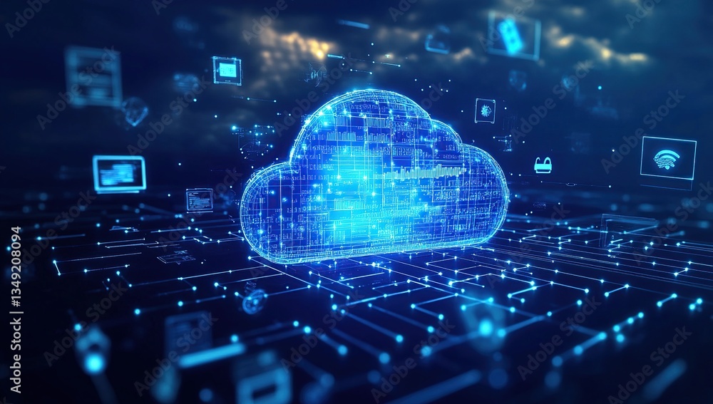 Aufkleber abstract digital cloud computing network concept