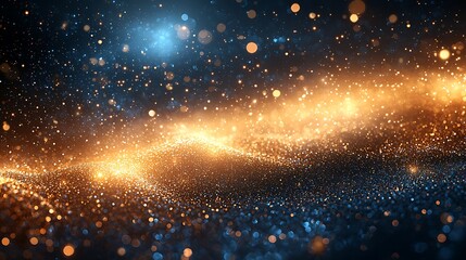 Fototapeta premium Abstract Golden Blue Particle Swirl Background